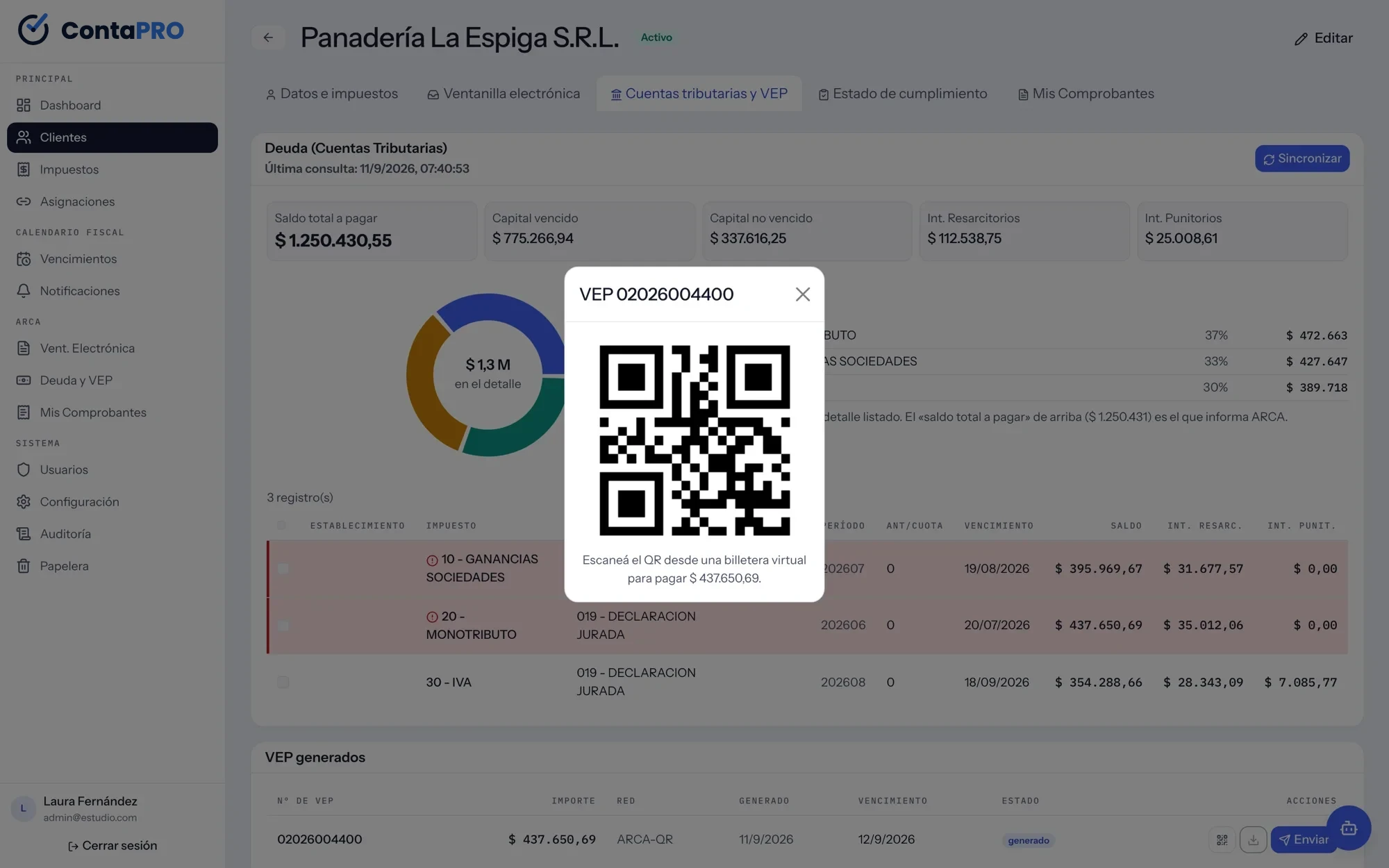 VEP generado con su código QR